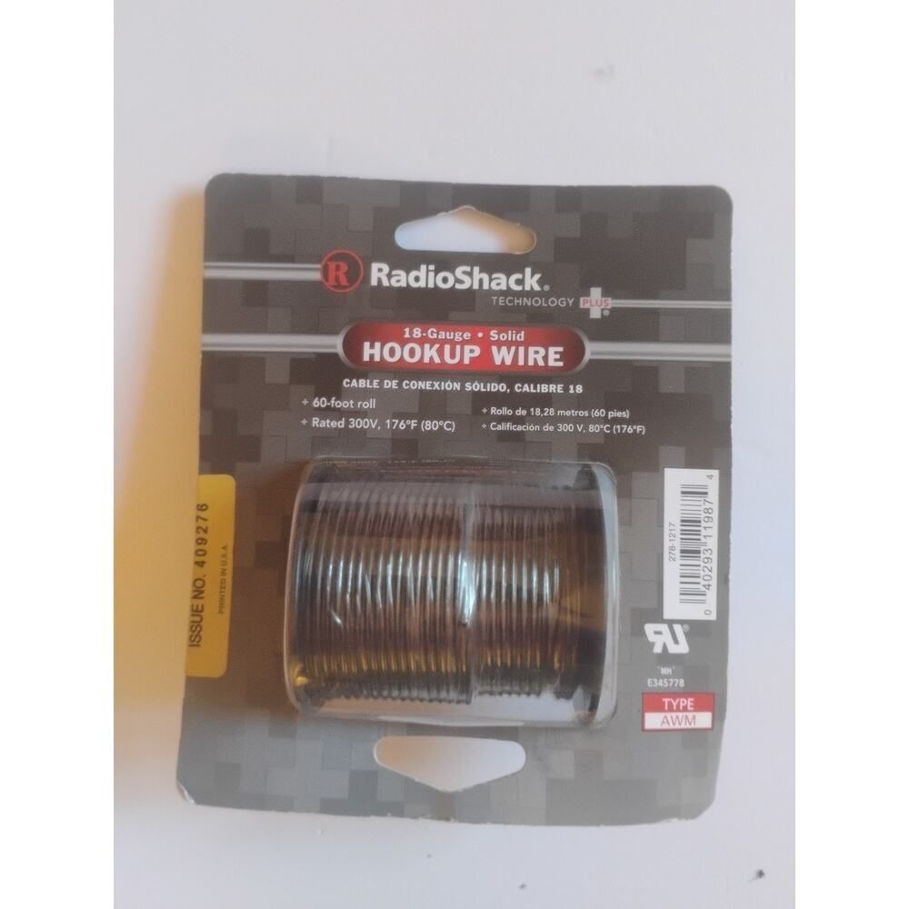 Radio Shack HookUp Wire Black 60 Ft Roll Rated 300V 18 Gauge Stranded